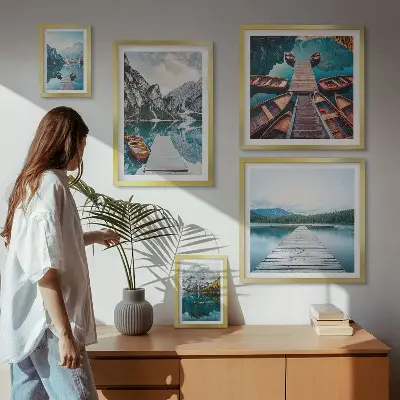 Modernes Wandbilder-Set Berglandschaften und Wasserwege