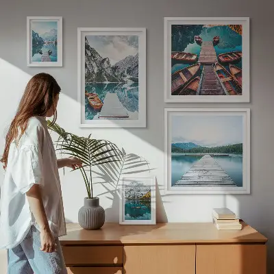 Modernes Wandbilder-Set Berglandschaften und Wasserwege