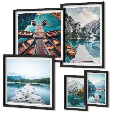 Modernes Wandbilder-Set Berglandschaften und Wasserwege
