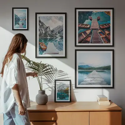 Modernes Wandbilder-Set Berglandschaften und Wasserwege