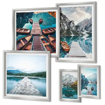 Modernes Wandbilder-Set Berglandschaften und Wasserwege