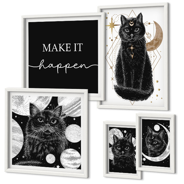 Bilderset fürs sofa Schwarze Katzen Boho-Raum
