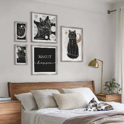 Bilderset fürs sofa Schwarze Katzen Boho-Raum