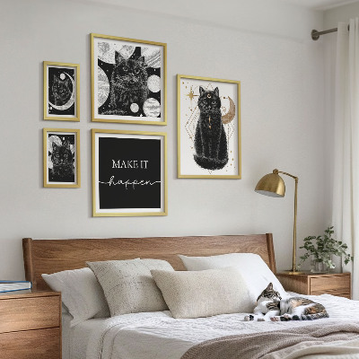 Bilderset fürs sofa Schwarze Katzen Boho-Raum