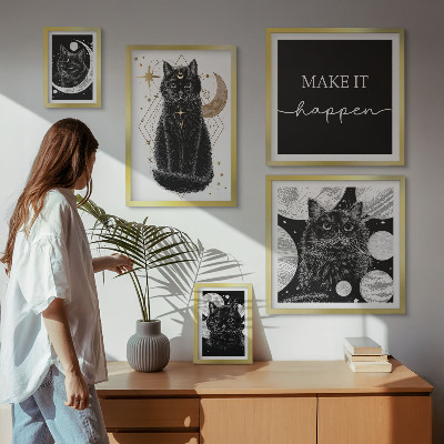 Bilderset fürs sofa Schwarze Katzen Boho-Raum