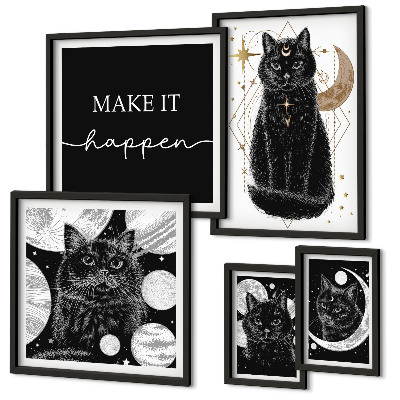 Bilderset fürs sofa Schwarze Katzen Boho-Raum
