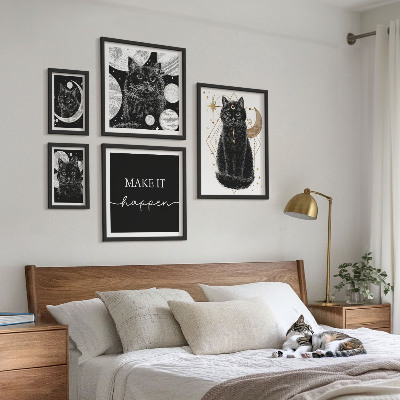 Bilderset fürs sofa Schwarze Katzen Boho-Raum