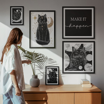 Bilderset fürs sofa Schwarze Katzen Boho-Raum