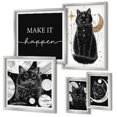 Bilderset fürs sofa Schwarze Katzen Boho-Raum