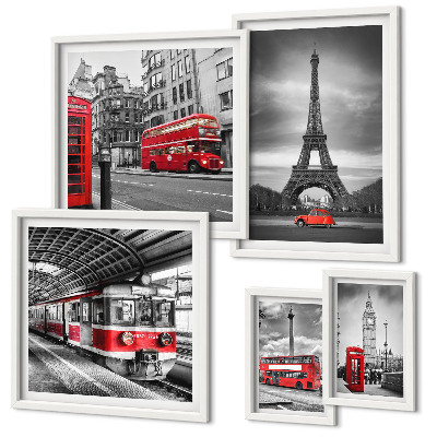 Bildergalerie-set für die wand Stilvolle Ansichten von London und Paris
