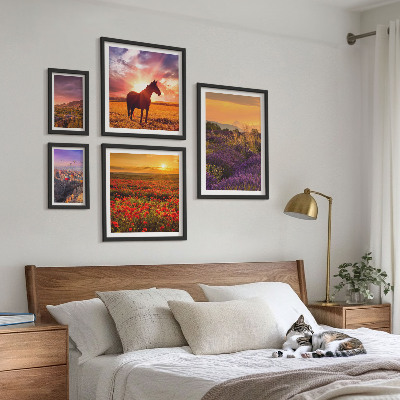 Bilderset fürs sofa Naturlandschaften, Pferde, Blumen
