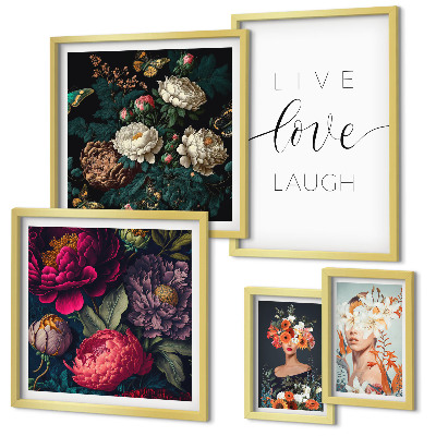 Bildergalerie-set für die wand Motivierende Slogans mit Blumenmotiv