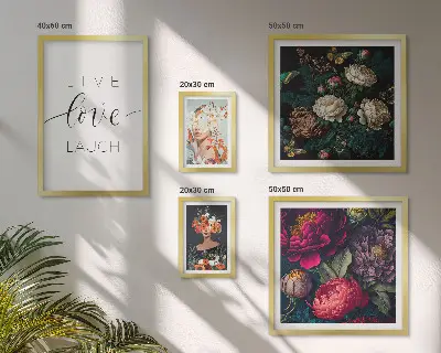 Bildergalerie-Set für die Wand mit motivierenden Slogans und Blumenmotiv