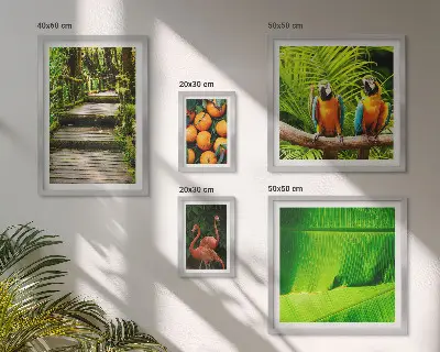 Modernes Wandbilder-Set mit Motiven tropischer Früchte