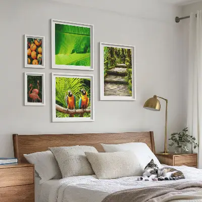 Modernes Wandbilder-Set mit Motiven tropischer Früchte