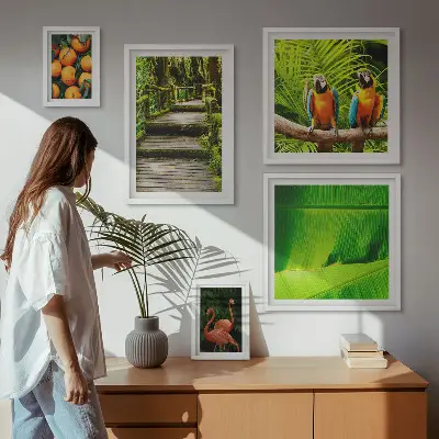 Modernes Wandbilder-Set mit Motiven tropischer Früchte