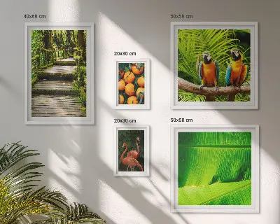Modernes Wandbilder-Set mit Motiven tropischer Früchte