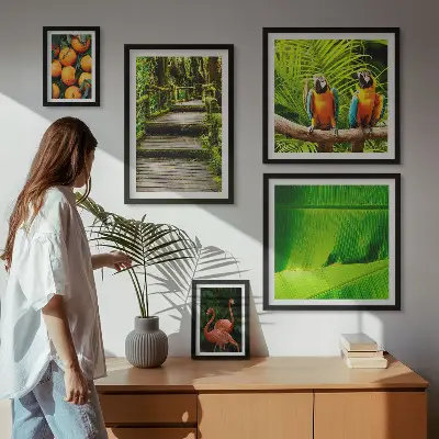 Modernes Wandbilder-Set mit Motiven tropischer Früchte