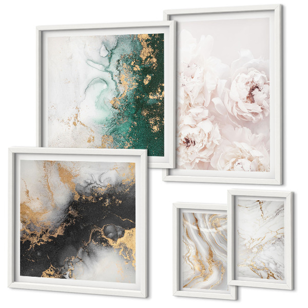 Modernes wandbilder-set Florale Akzente, abstrakte Eleganz