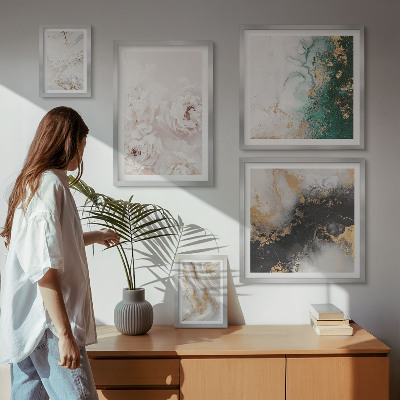 Modernes wandbilder-set Florale Akzente, abstrakte Eleganz