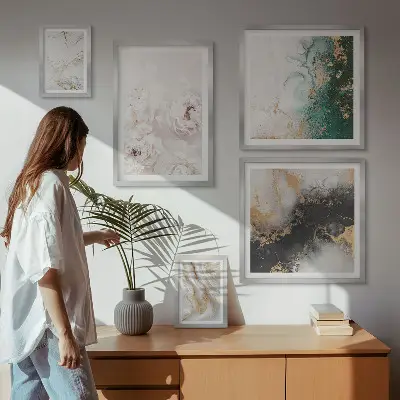 Modernes Wandbilder-Set florale Akzente in abstrakter Eleganz