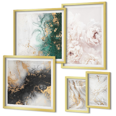 Modernes wandbilder-set Florale Akzente, abstrakte Eleganz