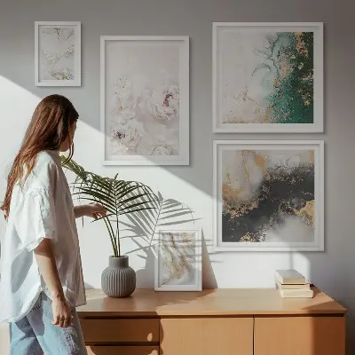 Modernes Wandbilder-Set florale Akzente in abstrakter Eleganz