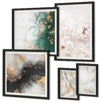 Modernes Wandbilder-Set florale Akzente in abstrakter Eleganz