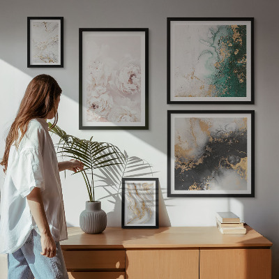 Modernes wandbilder-set Florale Akzente, abstrakte Eleganz