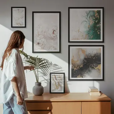 Modernes Wandbilder-Set florale Akzente in abstrakter Eleganz