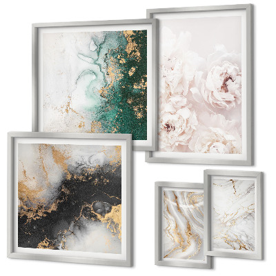 Modernes wandbilder-set Florale Akzente, abstrakte Eleganz