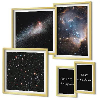 Bilderset für das Sofa mit kosmischen Motivationsmotiven