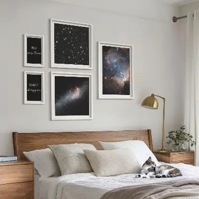 Bilderset für das Sofa mit kosmischen Motivationsmotiven