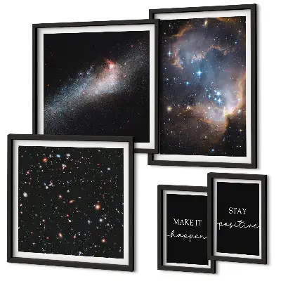 Bilderset für das Sofa mit kosmischen Motivationsmotiven
