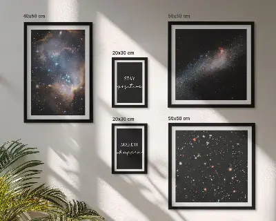 Bilderset für das Sofa mit kosmischen Motivationsmotiven