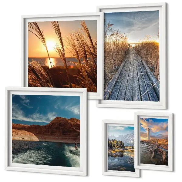 Bildergalerie-Set für die Wand mit Motiven von Landschaften, Wasser und Vegetationspfaden