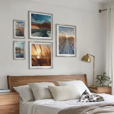 Bildergalerie-Set für die Wand mit Motiven von Landschaften, Wasser und Vegetationspfaden