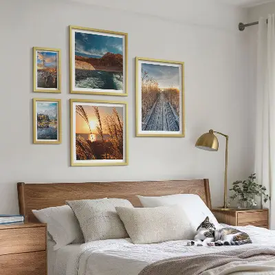 Bildergalerie-Set für die Wand mit Motiven von Landschaften, Wasser und Vegetationspfaden