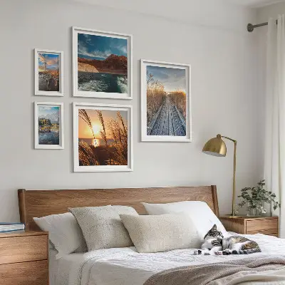 Bildergalerie-Set für die Wand mit Motiven von Landschaften, Wasser und Vegetationspfaden