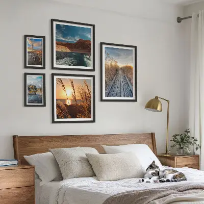 Bildergalerie-Set für die Wand mit Motiven von Landschaften, Wasser und Vegetationspfaden