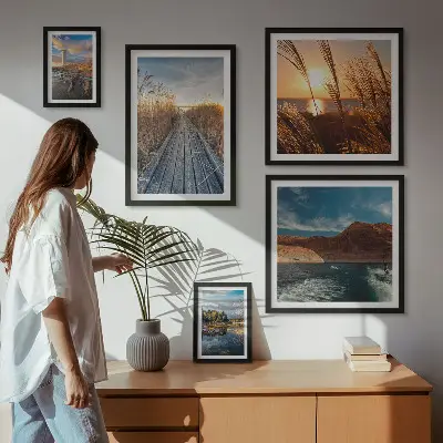 Bildergalerie-Set für die Wand mit Motiven von Landschaften, Wasser und Vegetationspfaden