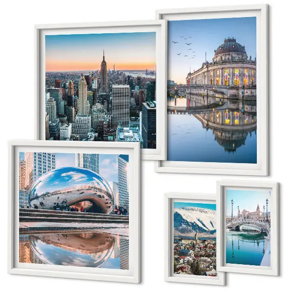 Bildergalerie-Set für die Wand mit Stadtlandschaften, Architektur und Natur