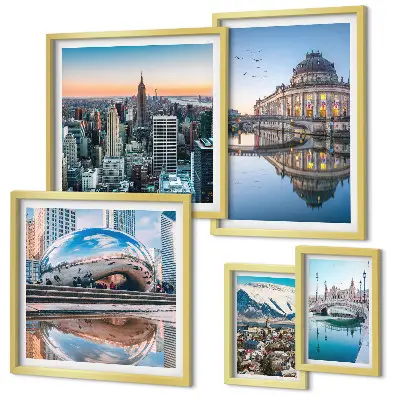 Bildergalerie-Set für die Wand mit Stadtlandschaften, Architektur und Natur