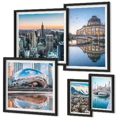 Bildergalerie-Set für die Wand mit Stadtlandschaften, Architektur und Natur
