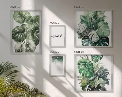 Modernes Wandbilder-Set mit Pflanzenmotiven