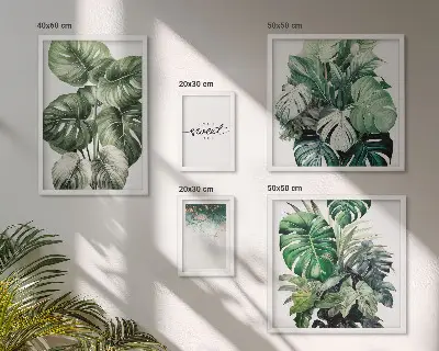 Modernes Wandbilder-Set mit Pflanzenmotiven