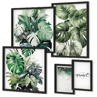 Modernes Wandbilder-Set mit Pflanzenmotiven