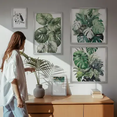 Bildergalerie-Set für die Wand mit abstrakten Pflanzenmotiven