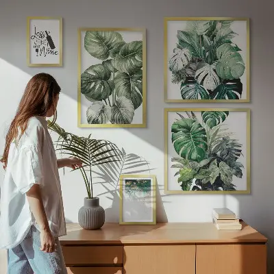 Bildergalerie-Set für die Wand mit abstrakten Pflanzenmotiven