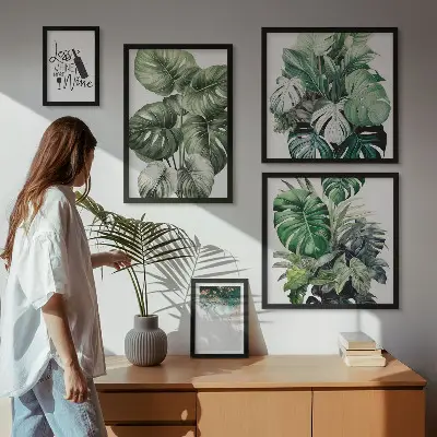 Bildergalerie-Set für die Wand mit abstrakten Pflanzenmotiven